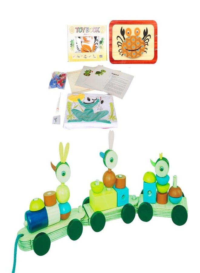 Techny Birds Technybirds Animal 2 Toy Book and Wooden Chick Train Toy Combo | Educational Toys for Kids | Montessori Learning | Animal Recognition | Creative Play - Image 1